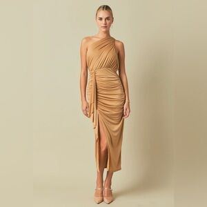 Endless Rose Tan One Shoulder Maxi Dress, XS NWT
